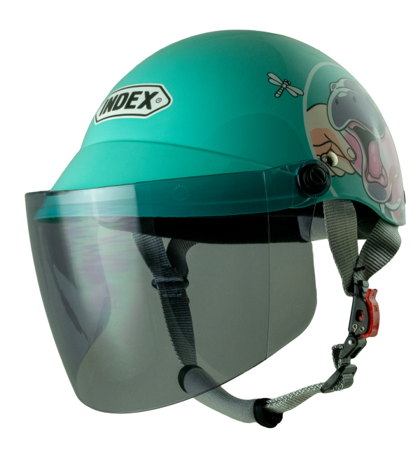 หมวกกันน็อค INDEX LADY jr ลาย Hippo ฟ้ามิ้นท์ Mint blue