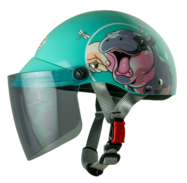 หมวกกันน็อค INDEX LADY jr ลาย Hippo ฟ้ามิ้นท์ Mint blue - Image 2
