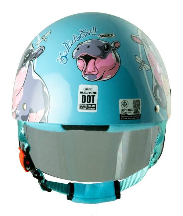 หมวกกันน็อค INDEX LADY jr ลาย Hippo ฟ้า Blue - Image 4