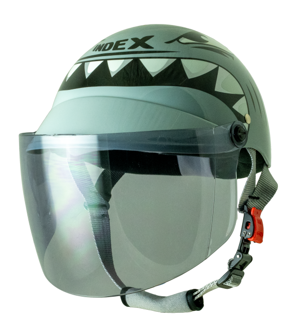 หมวกกันน็อค INDEX LADY jr ลาย Baby Shark เทาแลมโบ Grey