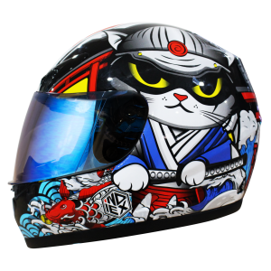 INDEX helmet model Big-1 Samurai Cat ดำเงา (BLACK)
