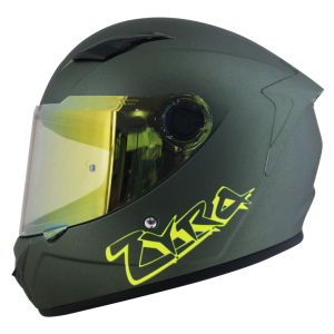 INDEX helmet model ZYRA เขียวขี้ม้า กึ่งเงากึ่งด้าน (Matt green) แผ่นปรอททอง gold visor
