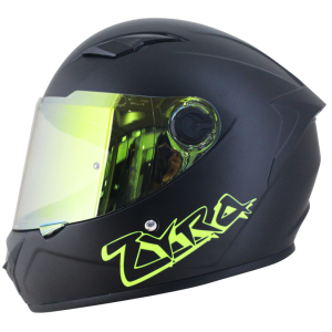 INDEX helmet model ZYRA ดำ ด้านกึ่งเงากึ่งด้าน - เหลือง (Matt black - yellow) แผ่นปรอททอง gold visor